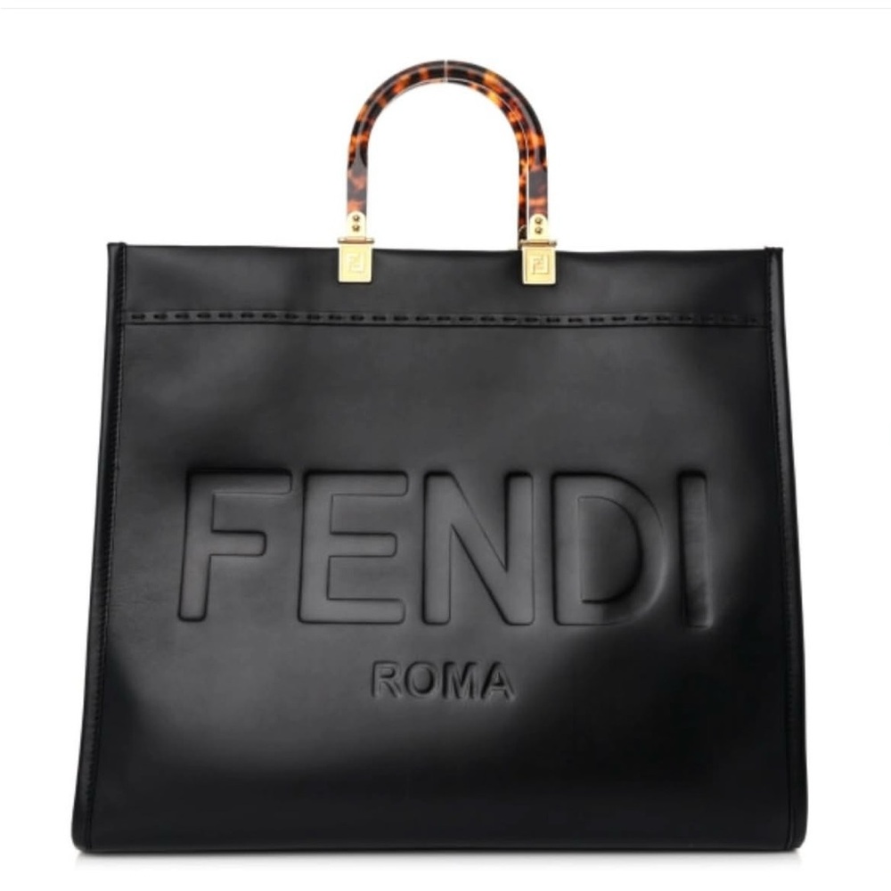 Fendi Black Tote with Tortoiseshell Accents